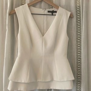 BCBG white peplum top